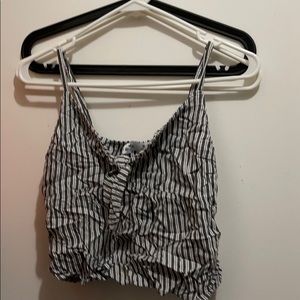 Grey strip cropped tank top